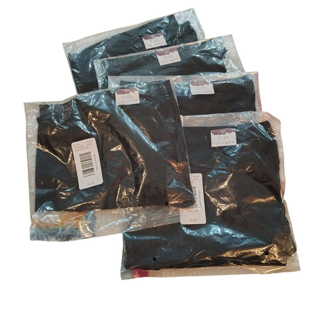 New Cacique Underwear Womens 26/28 Plus Size Panties Full Brief Black Lot 5